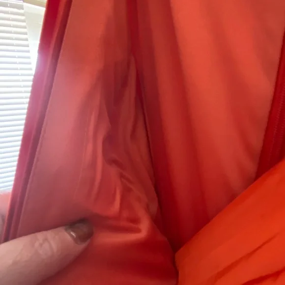 🆕Ieena Mac Duggal NWOT Long Sleeve Pleated Chiffon A-Line Gown in Sunset(MD-25) - Picture 11 of 12